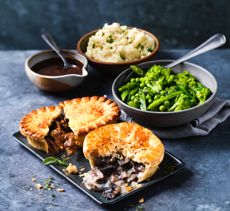 M&S have a pie and mash deal which will warm you up