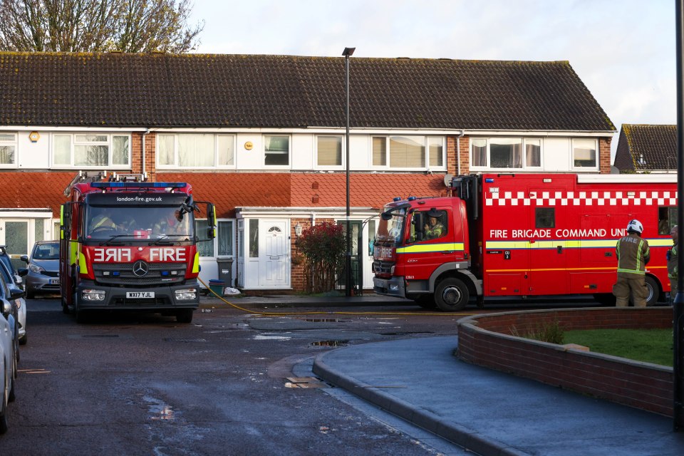 Firefighters charged into the home wearing breathing apparatus to find a further five people on the first floor of the building