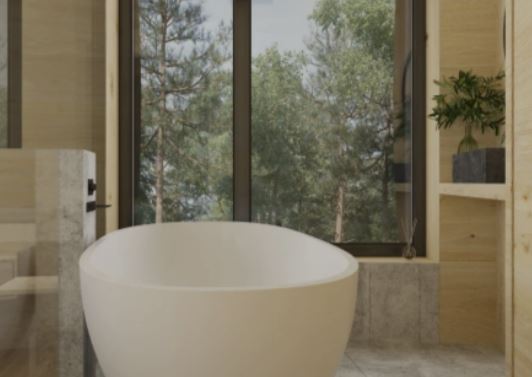 Many have roll top bathtubs and outdoor showers