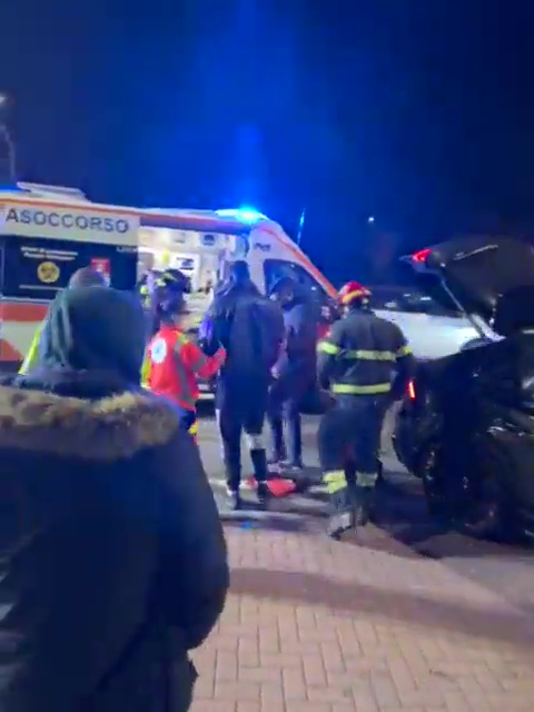 The star was checked by paramedics inBrescia but escaped major injury