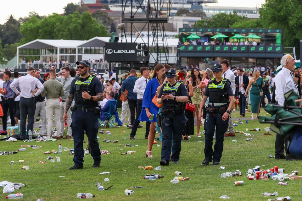 There was a police presence trying to keep some sort of order at the track