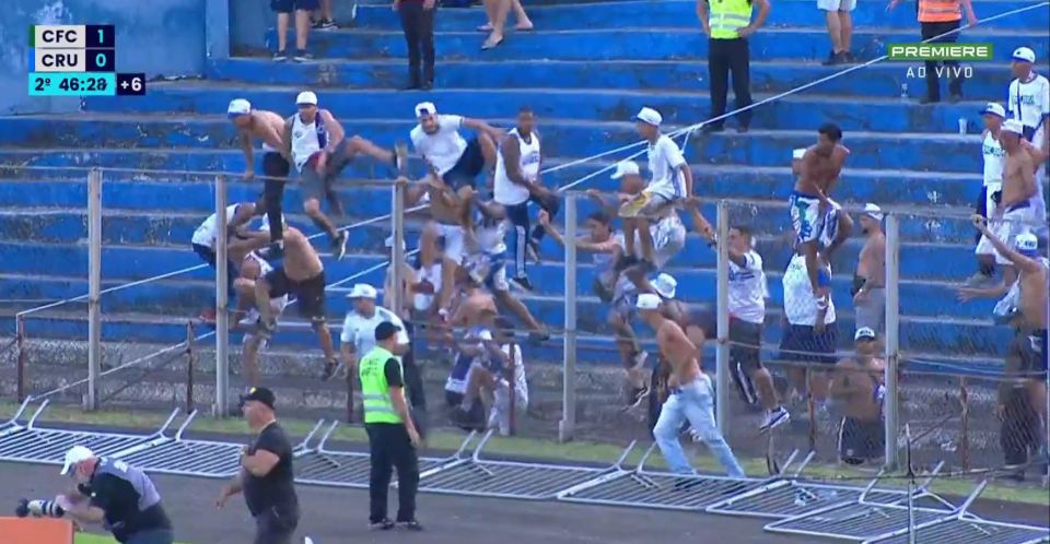 Cruzeiro supporters stormed the pitch after the team conceded a late goal