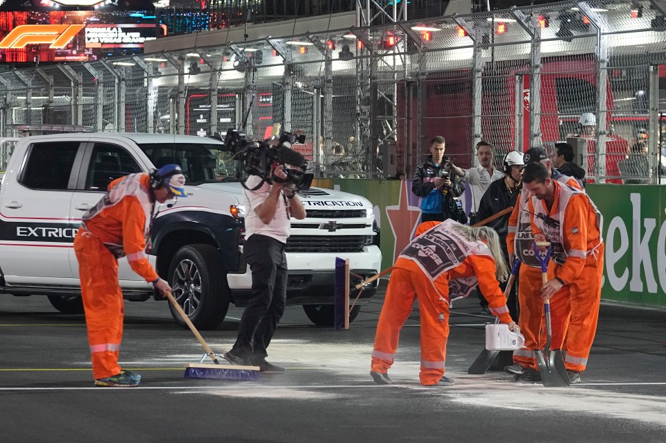 Stewards attempted to clear the spillage just an hour before the race