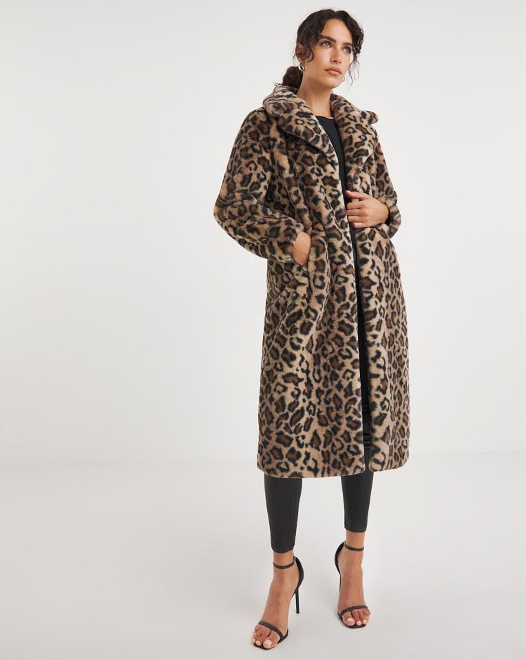 A leopard-print fur coat is the perfect party cover up.