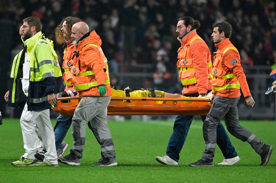 Gabbia was taken off on a stretcher and went to hospital for tests