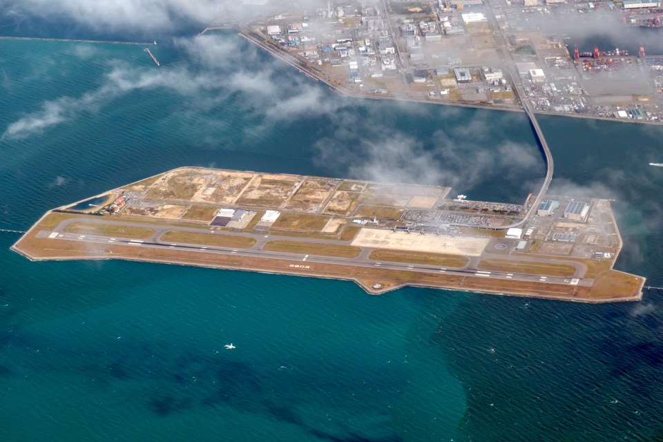 The Kansai airport is located on an artificial Island