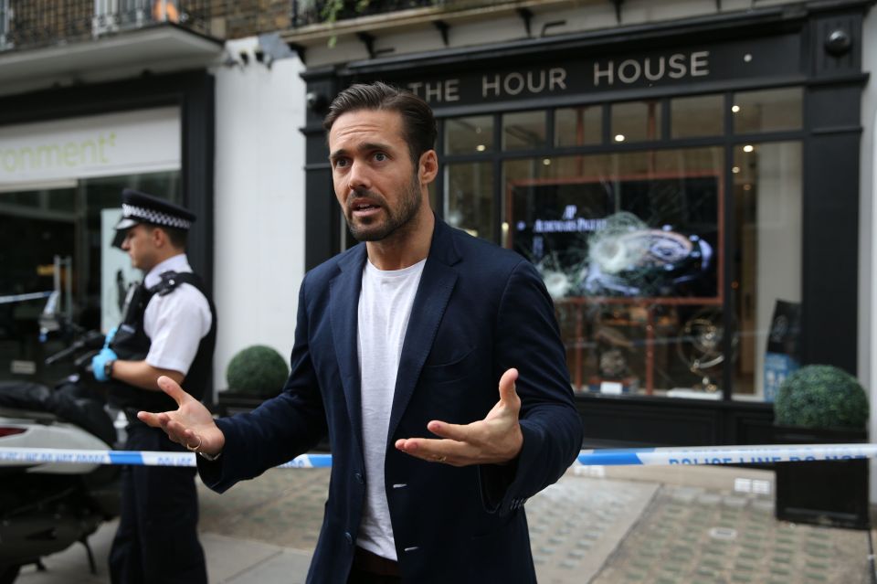 Spencer Matthews was shaken after hiding in a safe during a gang robbery in Westminster in 2019