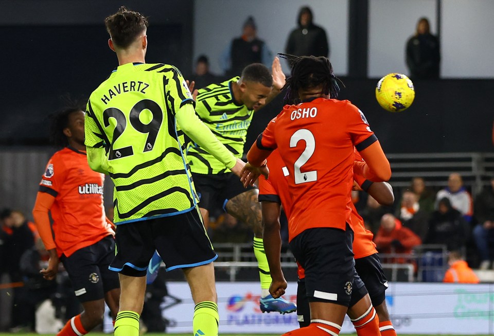 Gabriel Jesus headed the Gunners 2-1 in front