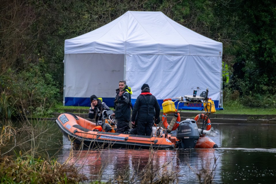 Cops were seen searching the river this afternoon