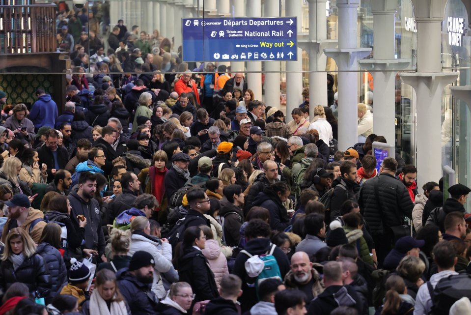 New Year’s travel disruption has seen crowded scenes at St Pancras International station in central London