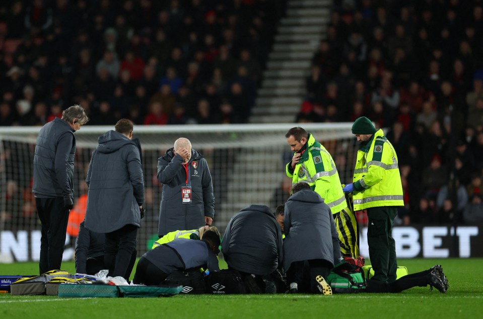 Lockyer was treated by paramedics on the pitch at Bournemouth