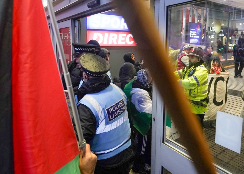 Clashes formed in the doorway of a shopping centre in Manchester