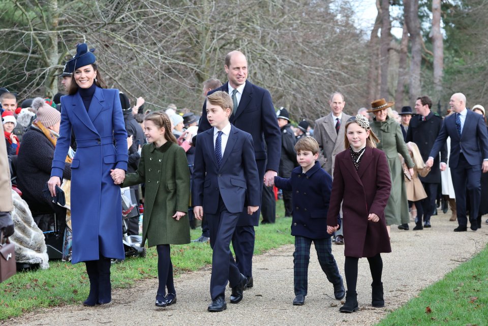 Prince William, Princess Kate and their children en route to church