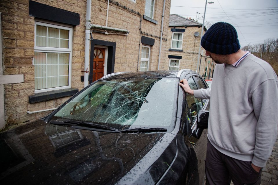 Peter Hall had a tree fall on his car windscreen from the tornado