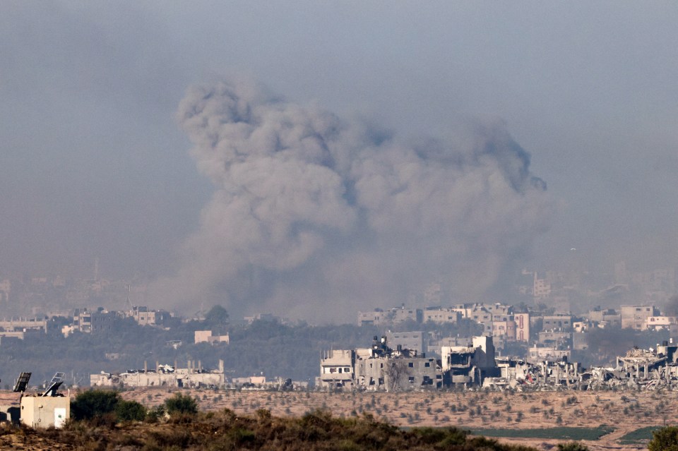 Smoke is seen billowing from the Gaza skyline