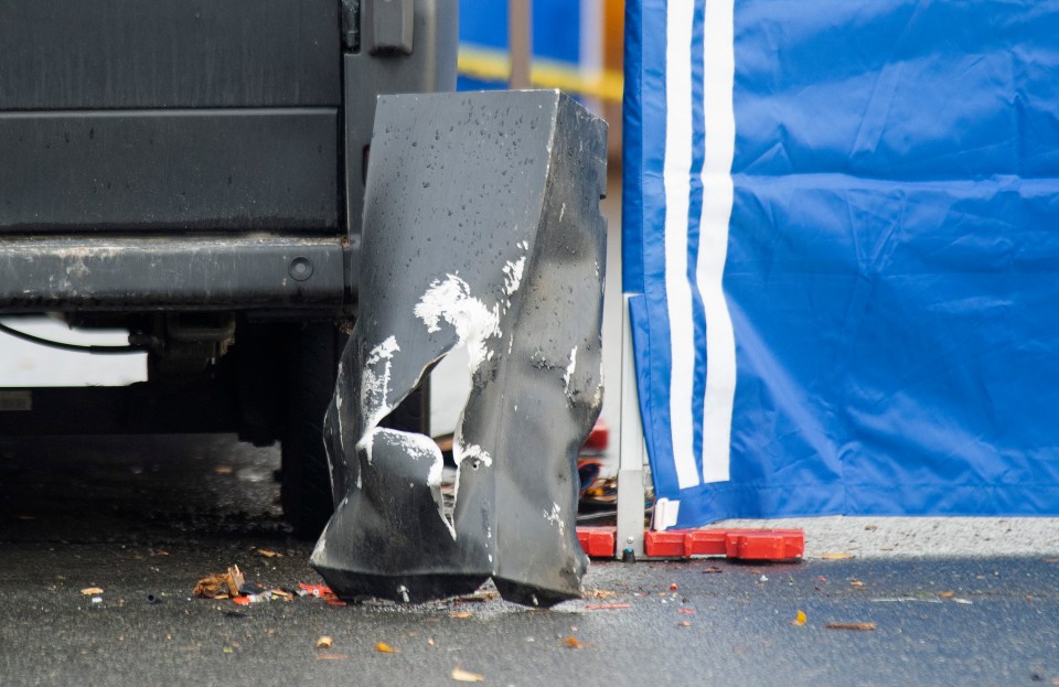 A transformer box was sent hurtling through the air and lodged into a van after the explosion