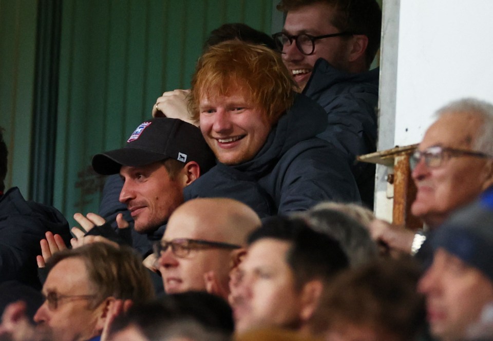 Ed Sheeran was watching Ipswich Town face Norwich City