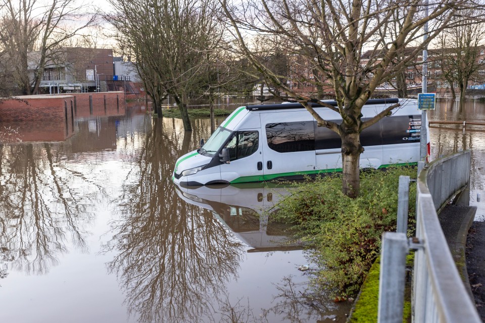 The River Ouse caused flooding of roads and property in the city centre of York today