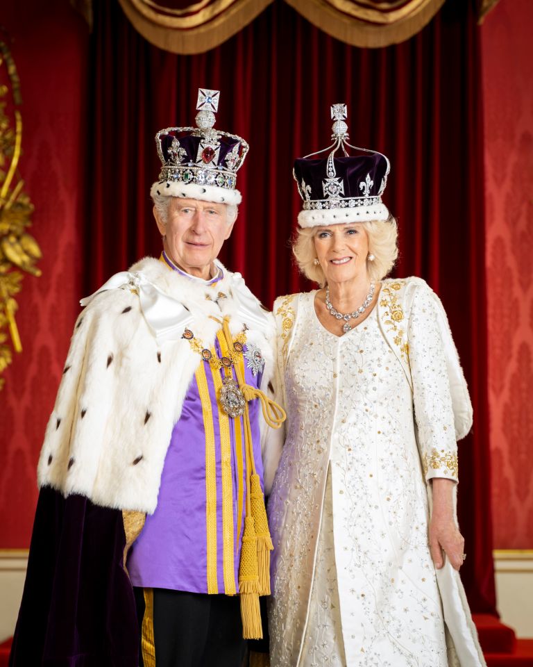 It features a new version Charles and Camilla's coronation portrait