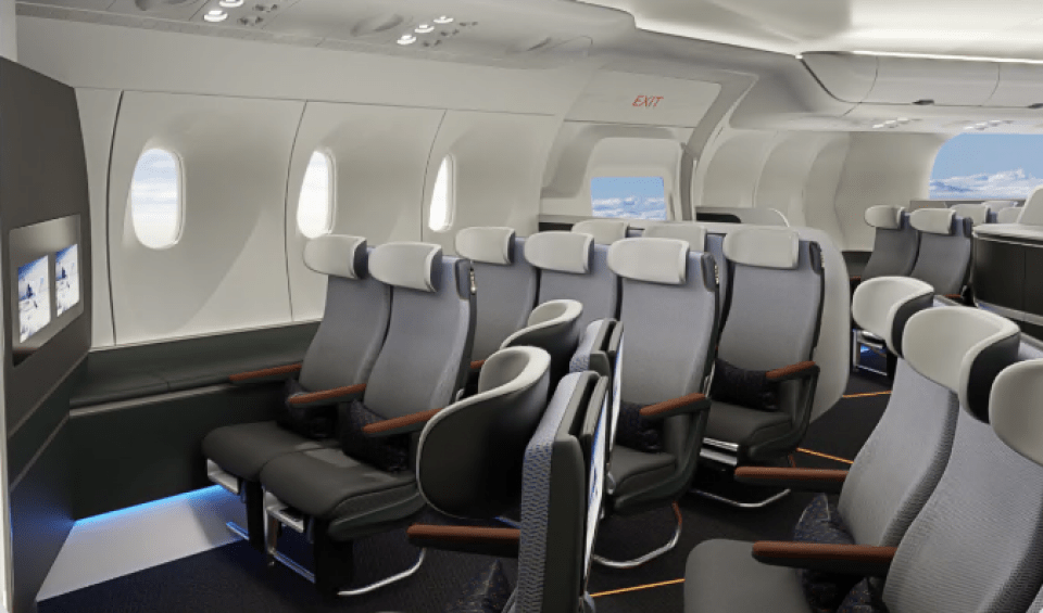 There's a heap more room inside for cargo and passengers, with a seating layout that starts looking more like a theatre than a regular airliner