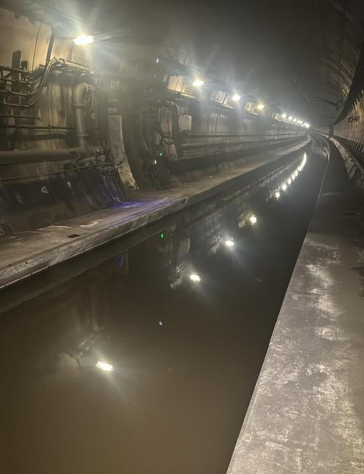 The waterlogged tunnel in the Ebbsfleet International area has sparked travel chaos