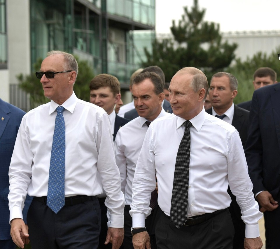 Vladimir Putin with longtime ally Nikolai Patrushev in 2019