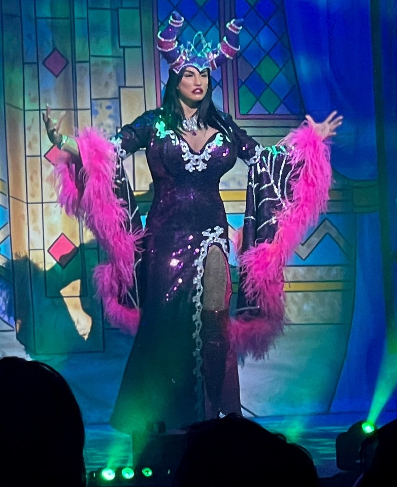 Katie Price put on a busty display as she made her Maleficent stage debut