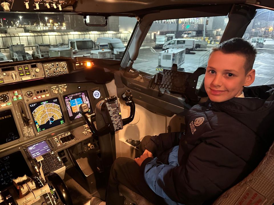 Verity's son Kaiden was given a tour of the cockpit