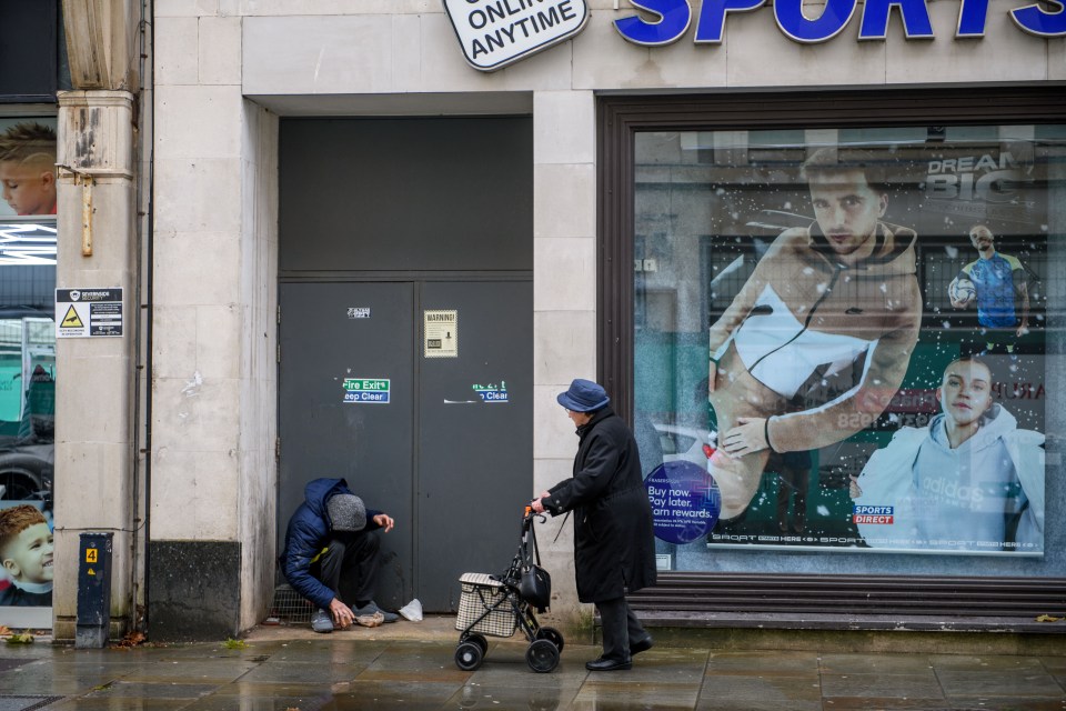 The homeless are sleeping in doorways