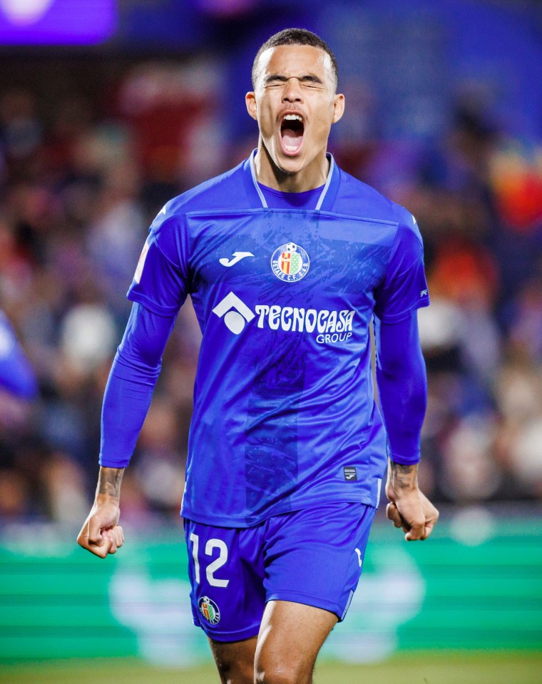 Greenwood celebrates after scoring a goal for his Spanish side