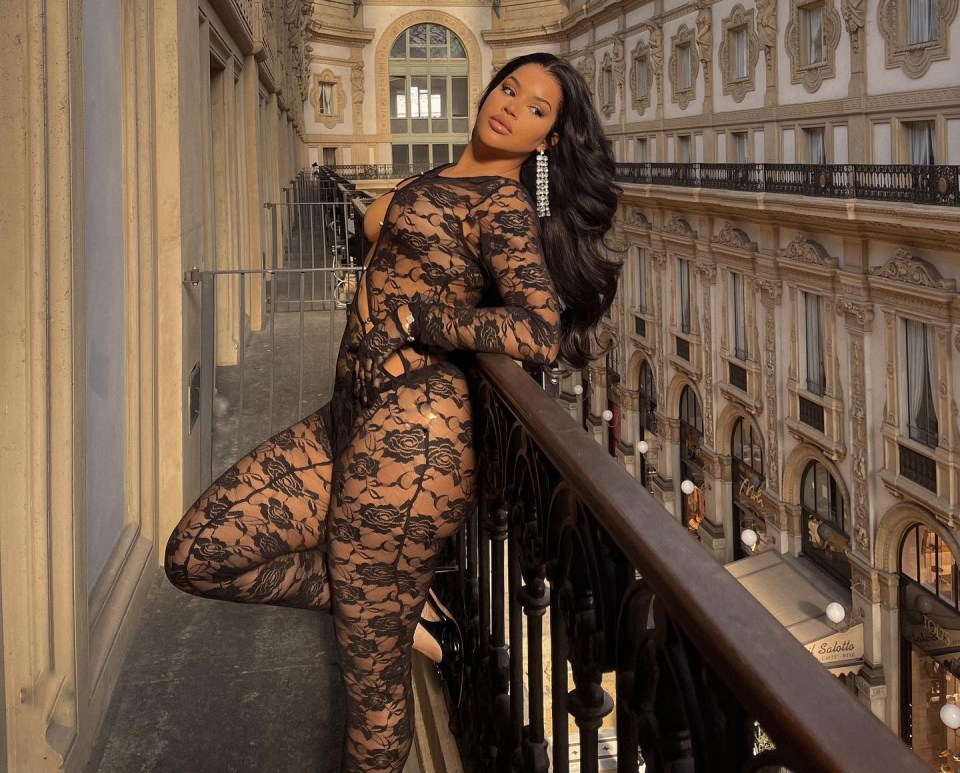 Lateysha Grace stunned in a black lace jumpsuit after her weight loss