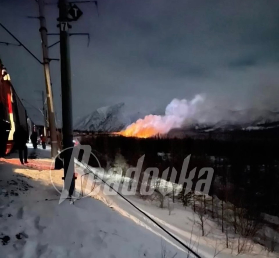 The exploding fuel tankers lit up the sky after a suspected Ukrainian bombing attack