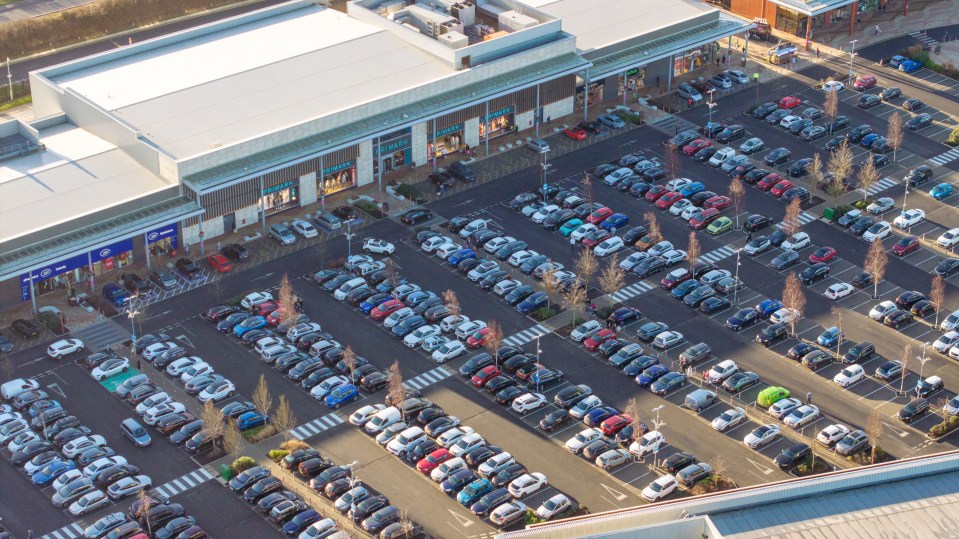 Car parks were getting full at Rushden Lakes Shopping Centre in Northamptonshire this morning