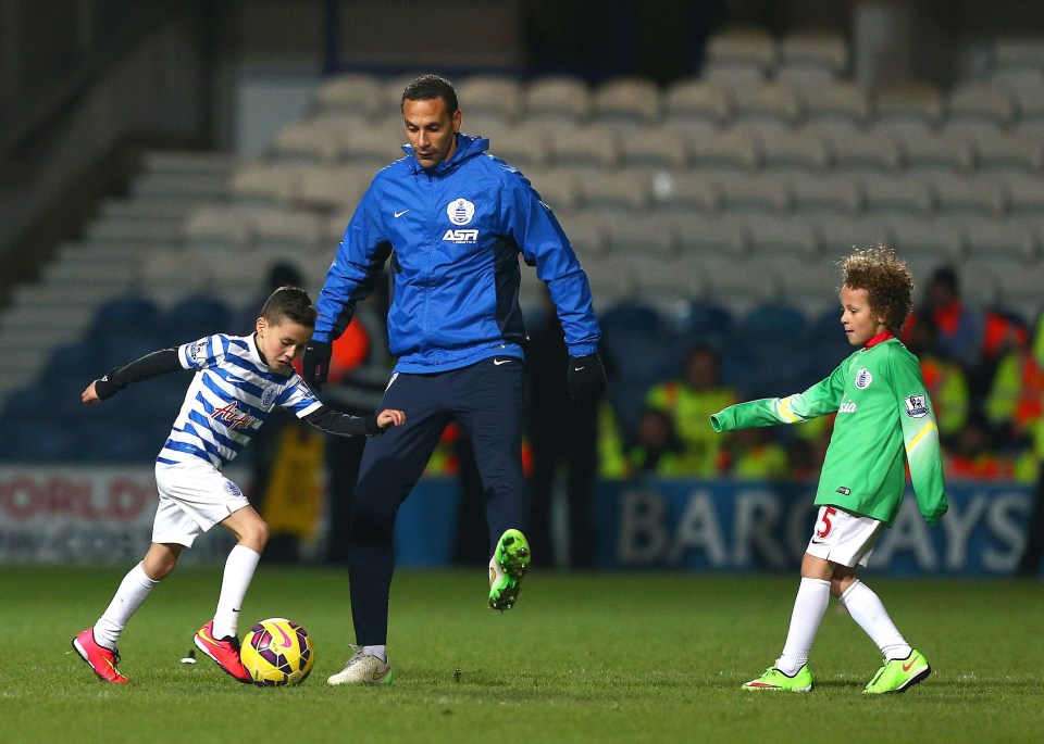 Ferdinand finished his career at QPR as sons Tate and Lorenz join him on the pitch