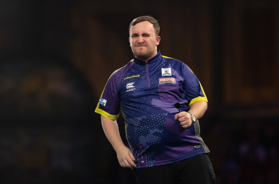 Mandatory Credit: Photo by Ian Stephen/ProSports/Shutterstock (14279158fz) Luke Littler (ENG) reacts in his R4 match against Raymond van Barneveld (NED) (not in picture) during the 2024 PDC World Darts Championship at Alexandra Palace, London Darts, Paddy Power, 2024 PDC World Darts Championship – 30 Dec 2023