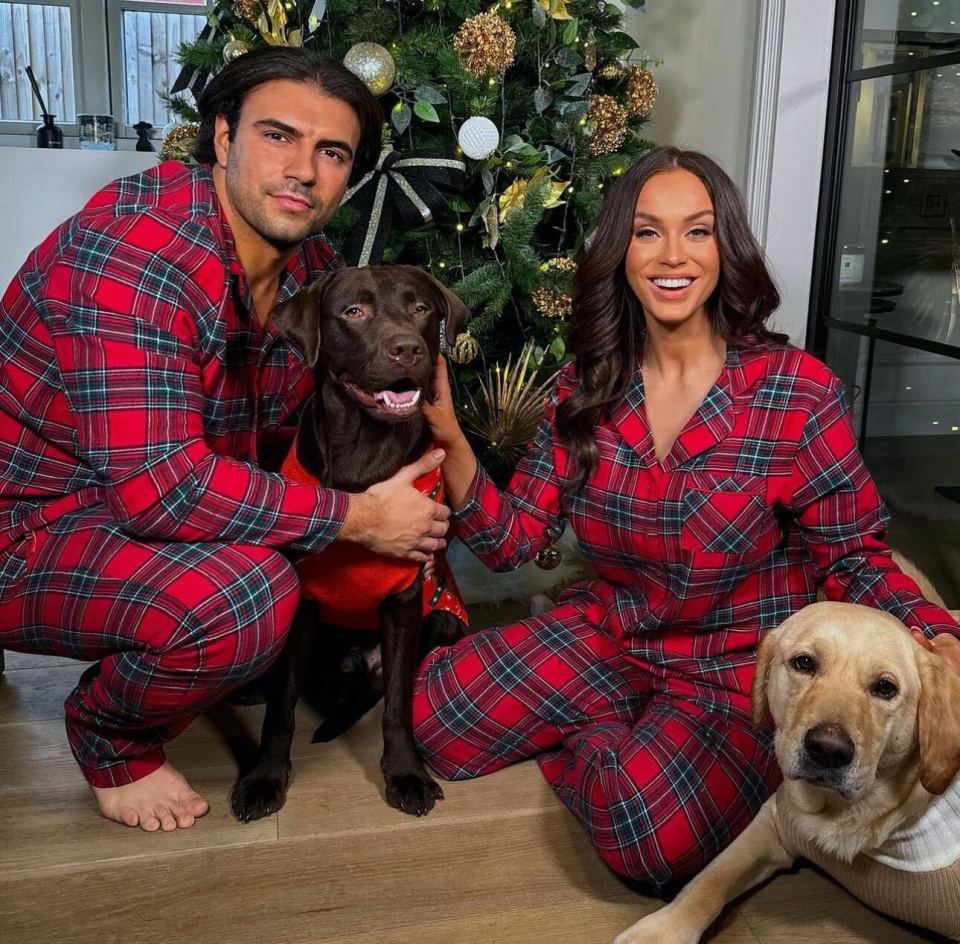 Vicky Pattison and fiance Ercan posed in matching checkered PJs