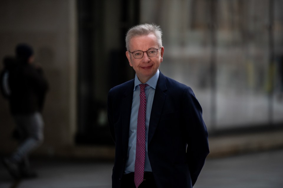 LONDON, ENGLAND - DECEMBER 10: Secretary of State for Levelling Up, Housing and Communities, Michael Gove, arrives at BBC Broadcasting House for the Laura Keunssberg Show on December 10, 2023 in London, England. (Photo by Chris J Ratcliffe/Getty Images)