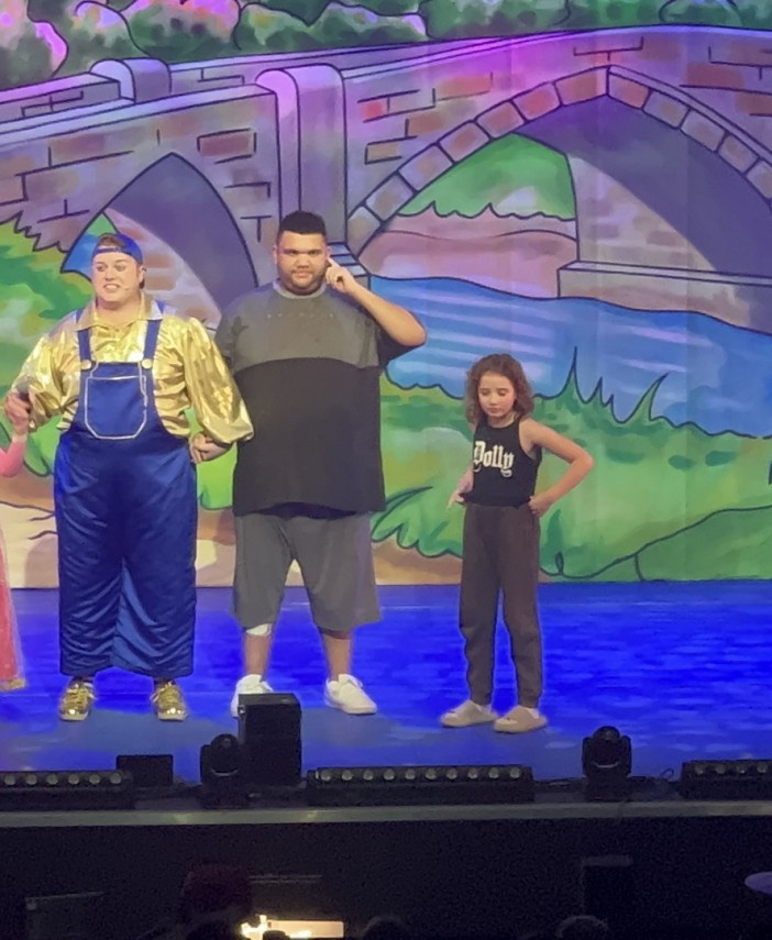 SUPPLIED  Katie Price's son Harvey and daughter Bunny surprise mum and Panto audience as they join in on stage, //drive.google.com/drive/folders/1MkaJXCRPEjo3ml7fljy0mRbprP9cMn0D