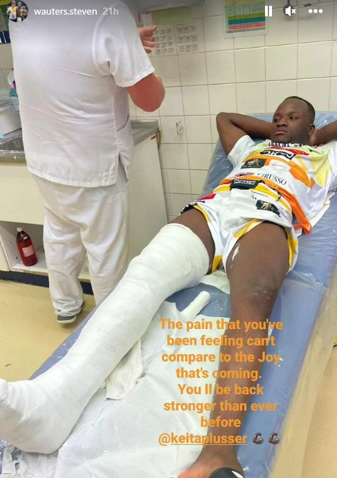 Keita was left in a cast after the brutal injury