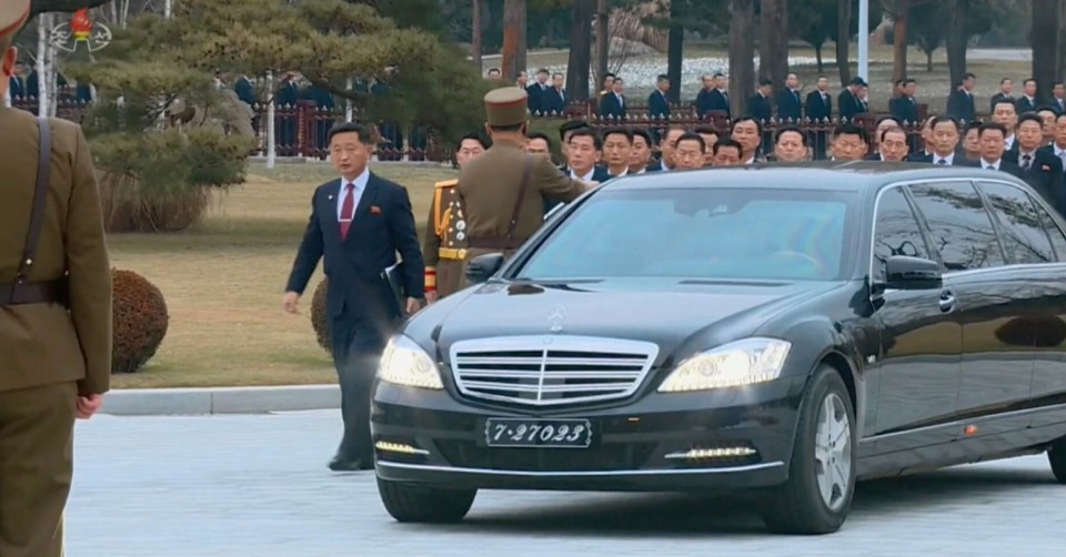 Cabinet Premier Kim Tok Hun seen arriving for a meeting in a stretch Mercedes limo on December 27, 2023