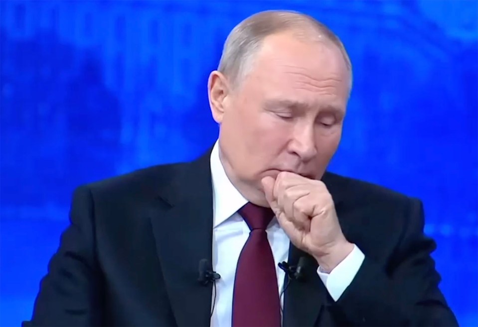 Putin was also seen coughing during the live show as rumours of his poor health increased