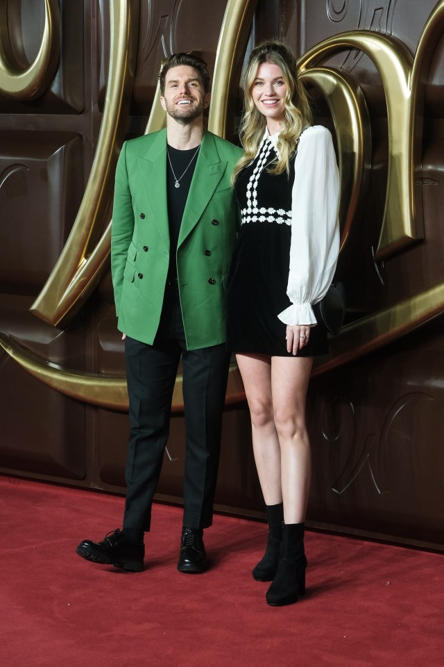 Joel Dommett and Hannah Cooper photographed arriving at the World Premiere of Wonka at the Royal Festival Hall in London, UK on 28 November 2023 ., Credit:Julie Edwards / Avalon