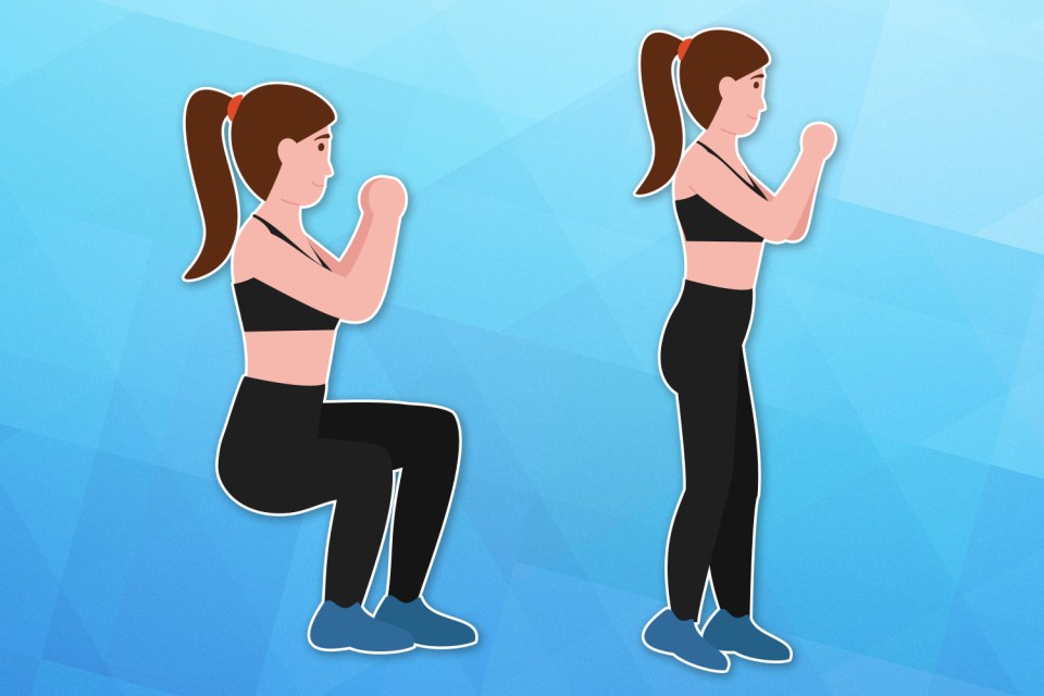 This move involves sinking into a squat and then rising to your tiptoes