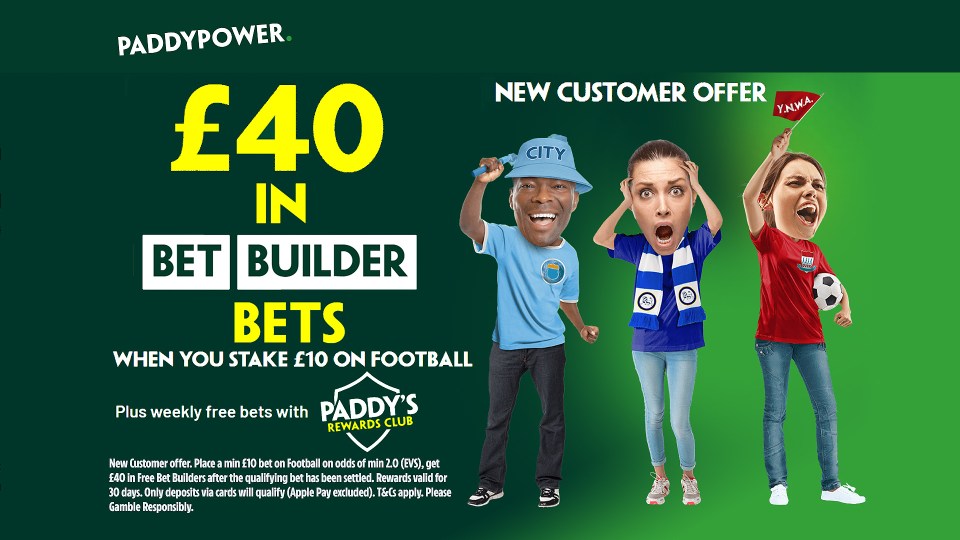 Back our 66/1 Liverpool vs Man City tip and collect £40 bonus with Paddy Power