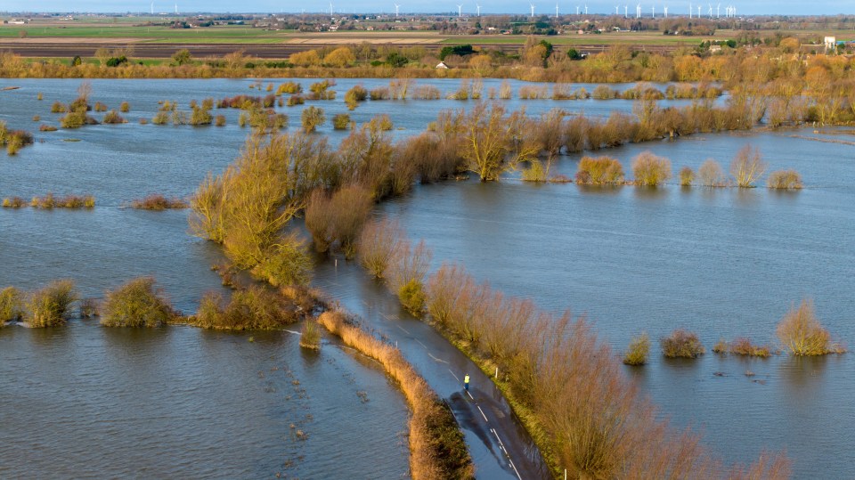 Britain's lowest road the A1101 in Welney is still underwater today