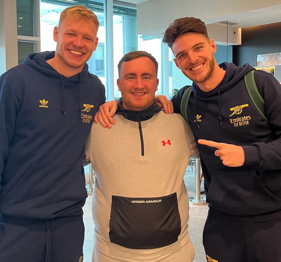 He smiled for photos with Arsenal pair Aaron Ramsdale and Declan Rice