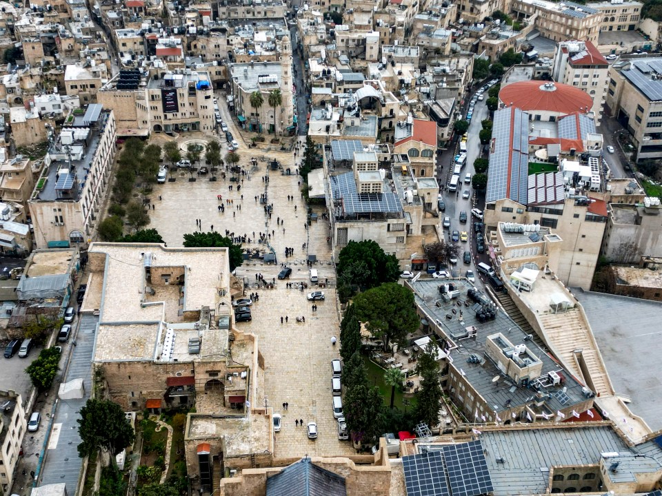 Aerial view of an almost-deserted Bethlehem