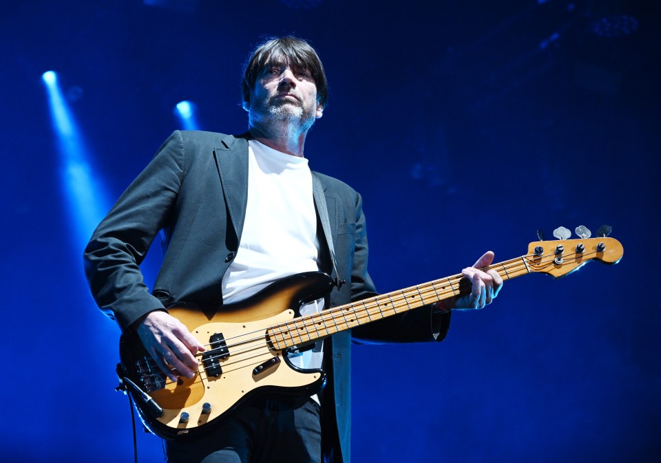 Alex performs with Blur on day 3 of Roskilde Festival 2023