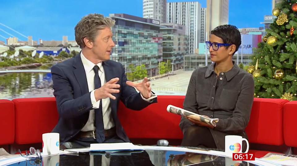 A BBC Breakfast star snapped ‘that’s not fair!’ after a brutal Naga Munchetty swipe about his manners and money