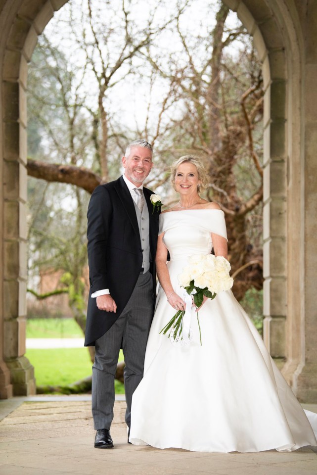 Carol Kirkwood has shared the first look at her stunning wedding dress after secretly tying the knot with fiance Steve Randall